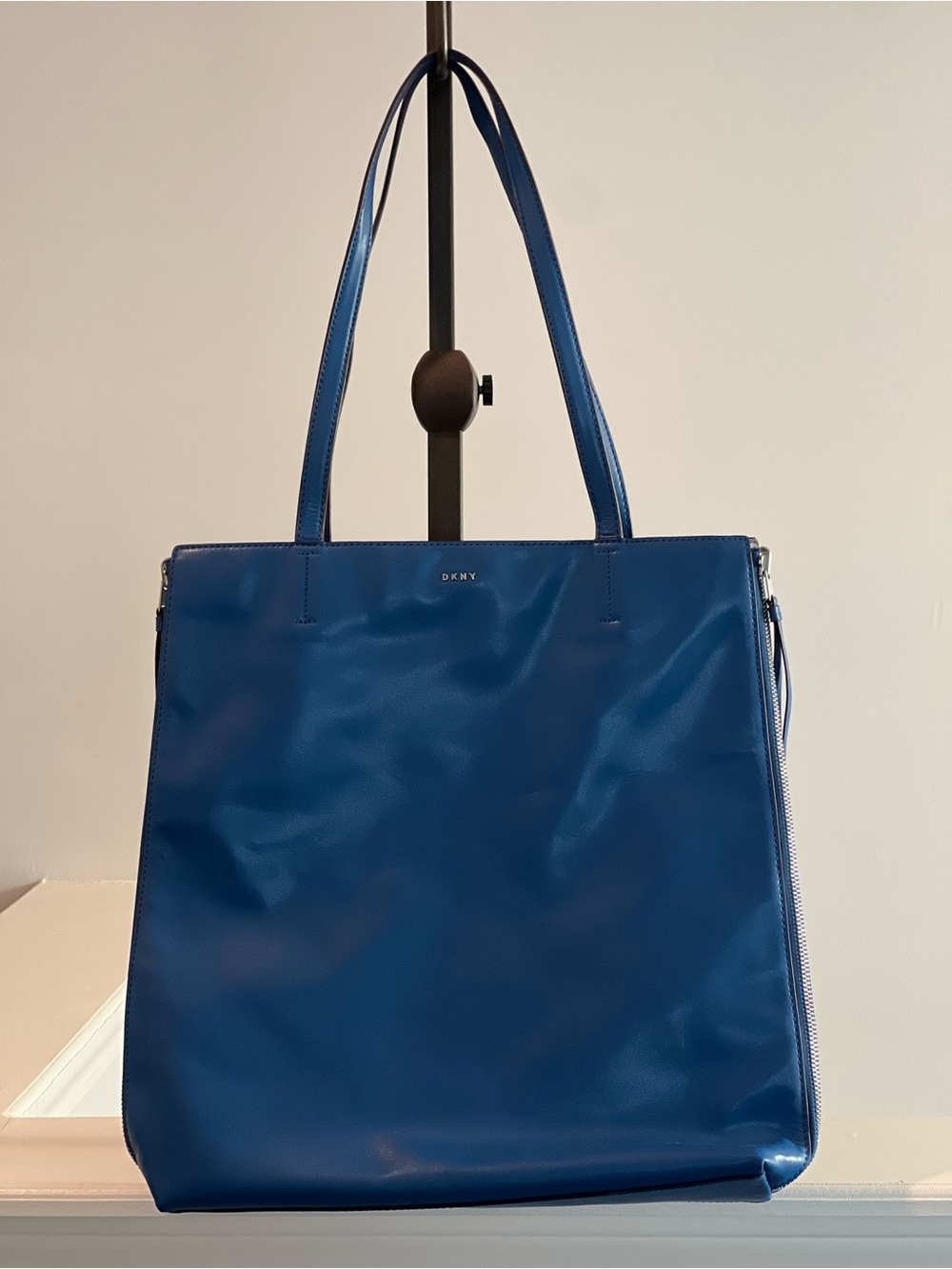 DKNY Blue & Metallic Silver Tote Bag Large Shoulder Bag